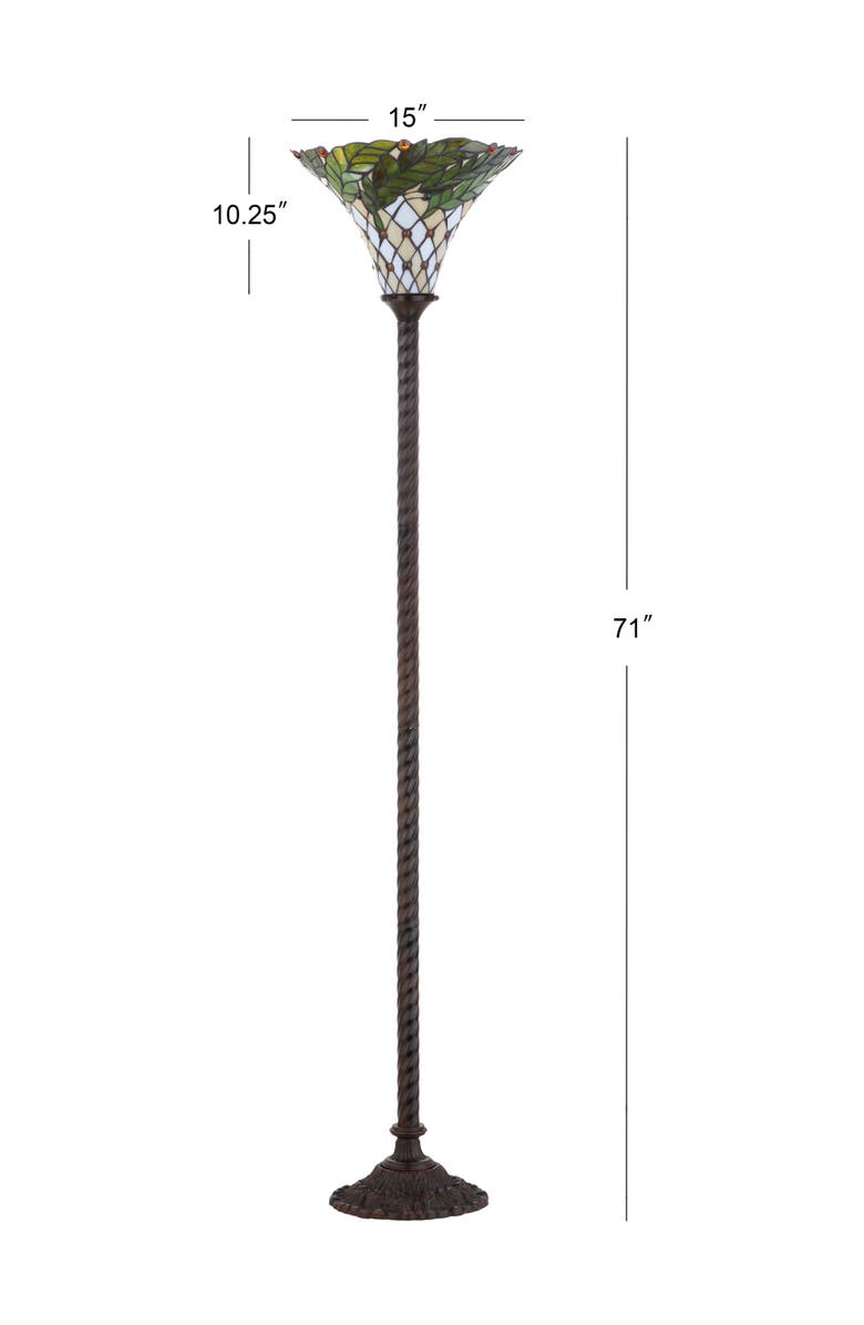 JONATHAN Y Botanical Tiffany-Style 71" Torchiere LED Floor Lamp, Bronze, Alternate, color, Bronze