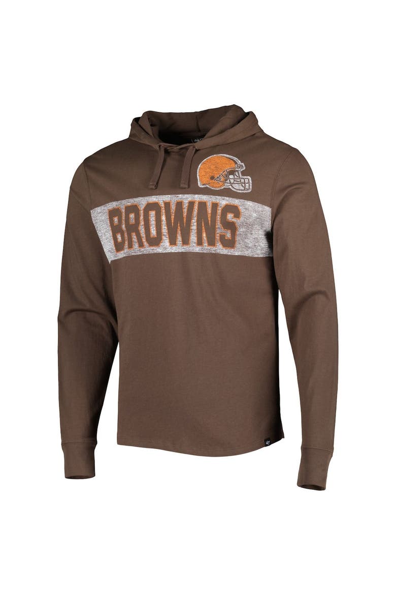 Men's '47 Brown Cleveland Browns Field Franklin Hooded Long Sleeve T-Shirt, Alternate, color, Brown