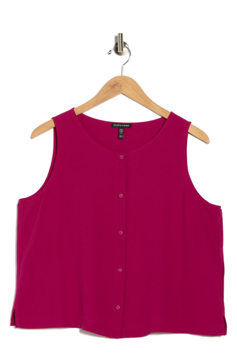 Eileen Fisher Button Front Silk Vest, Alternate, color, Sangria