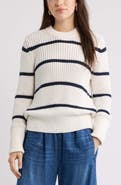 Caslon® Striped Shaker Stitch Crewneck Sweater