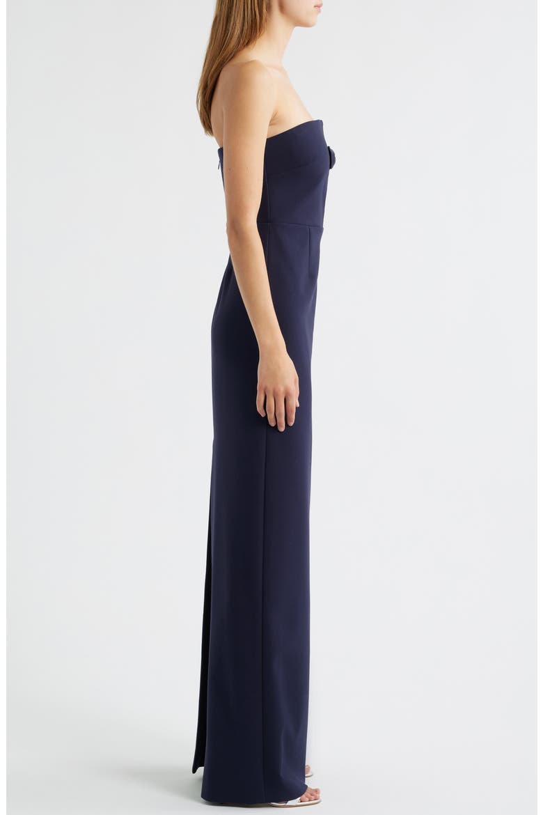 Fallon Satin Bow Cutout Strapless Sheath Gown, Alternate, color, NAVY