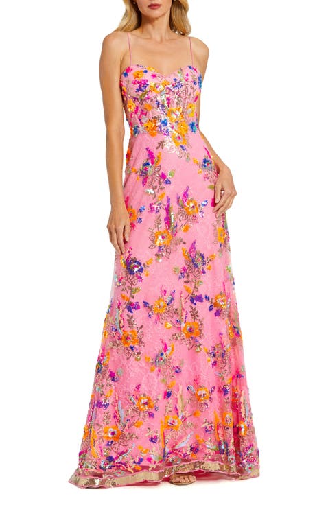Sweetheart Neck Floral Hand Sequin Lace Gown