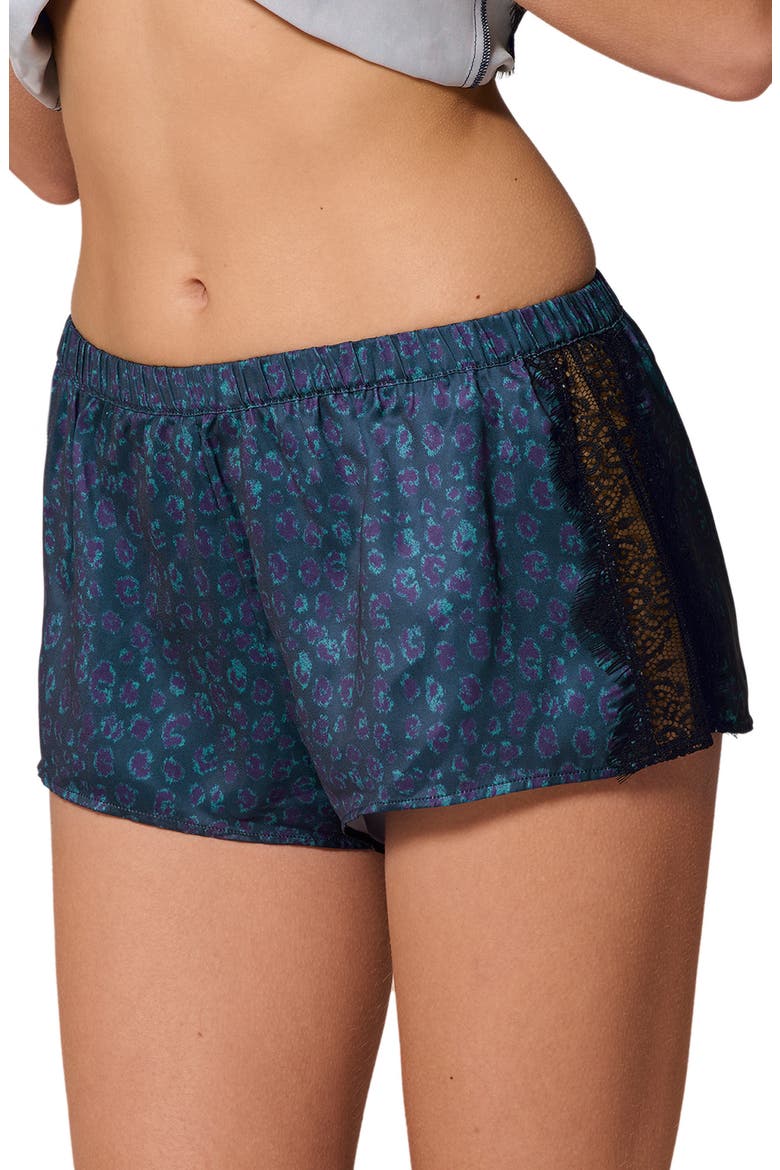 Satin Secrets Lounge Shorts, Main, color, FELINE BLUE