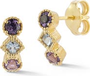 Ember Fine Jewelry Blue Topaz & Amethyst Stud Earrings
