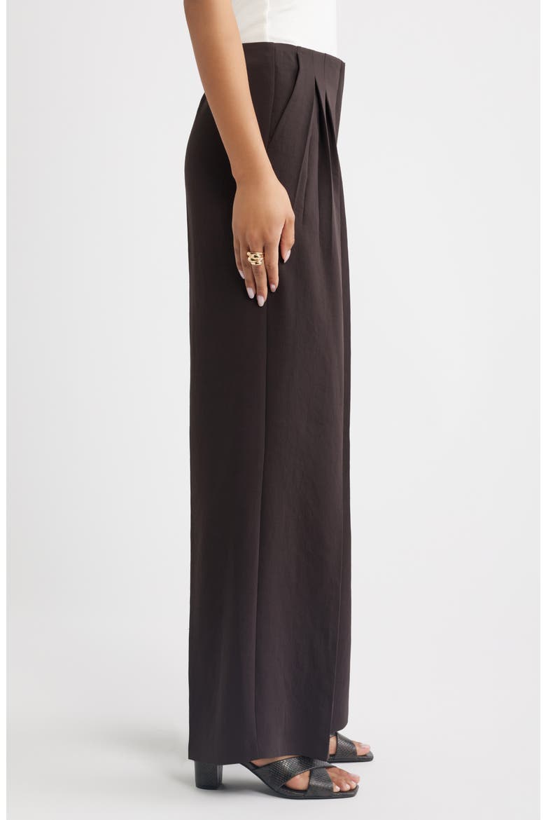 Curator Crepe Midrise Pleated Trousers, Alternate, color, BROWN GANACHE