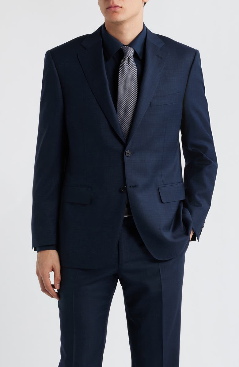 Canali Siena Regular Fit Navy Slub Wool Suit, Alternate, color, Navy