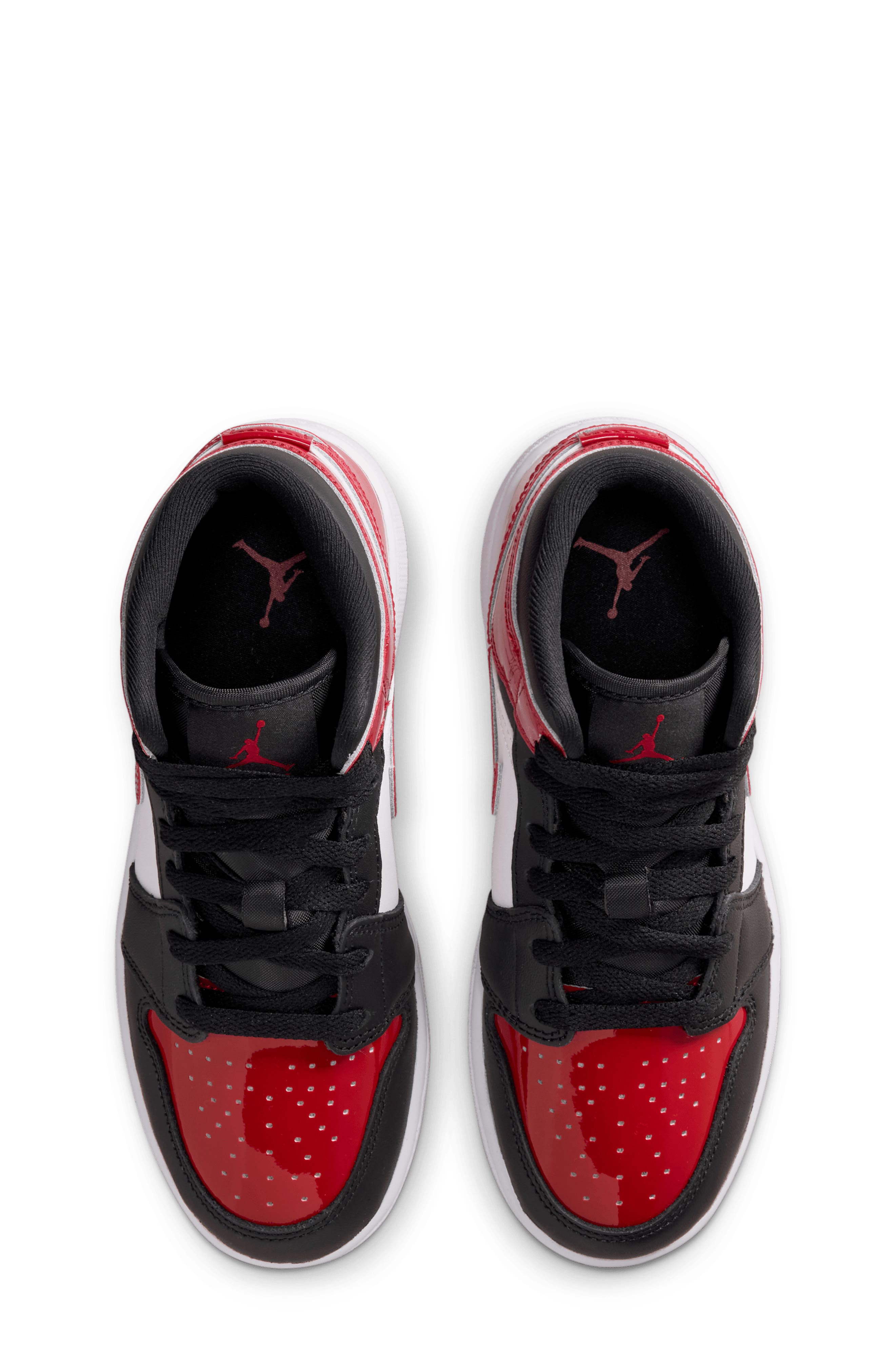 Nike Kids' Air Jordan 1 Mid Sneaker, Alternate, color, Black/ White/ Gym Red