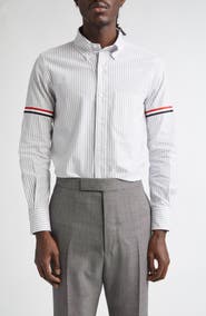 Thom Browne Armband Stripe Cotton Button-Down Shirt