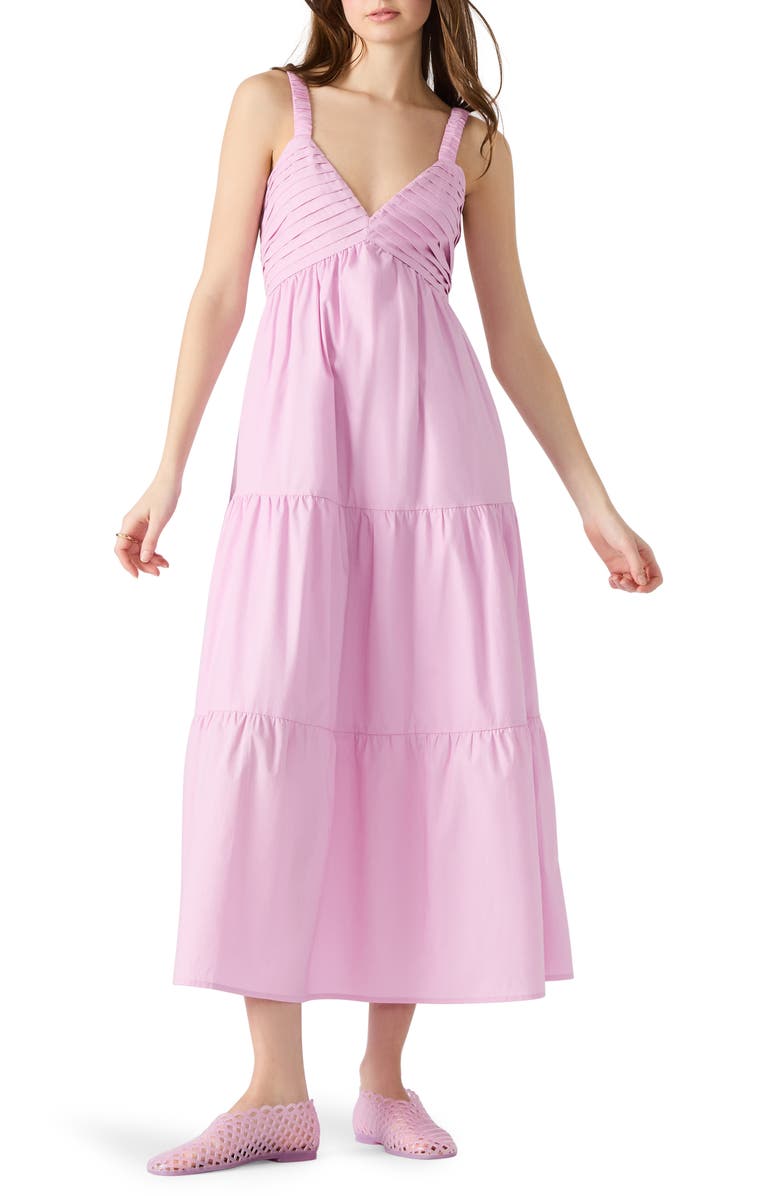 Steve Madden Eliora Tiered Cotton Sundress, Main, color, Pale Mauve