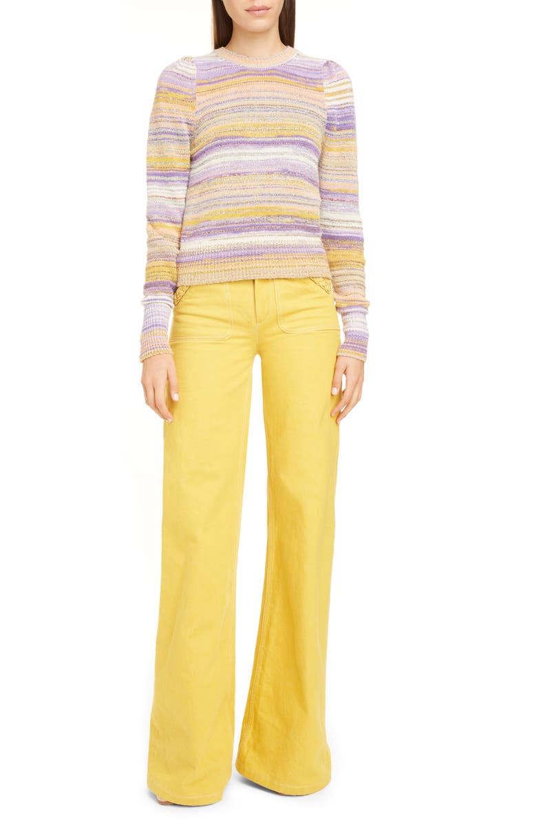 Runway Marc Jacobs Metallic Stripe Crewneck Sweater, Alternate, color,