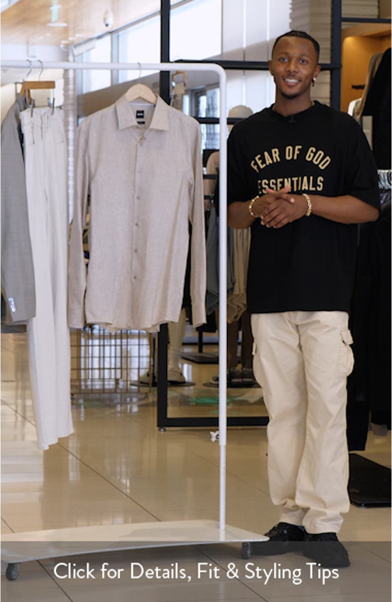 Hank Slim Fit Slub Linen Button-Up Shirt, sales video thumbnail