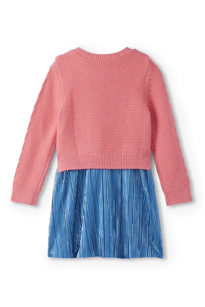 Kids' Mixed Media Long Sleeve Dress, Alternate, color, PINK