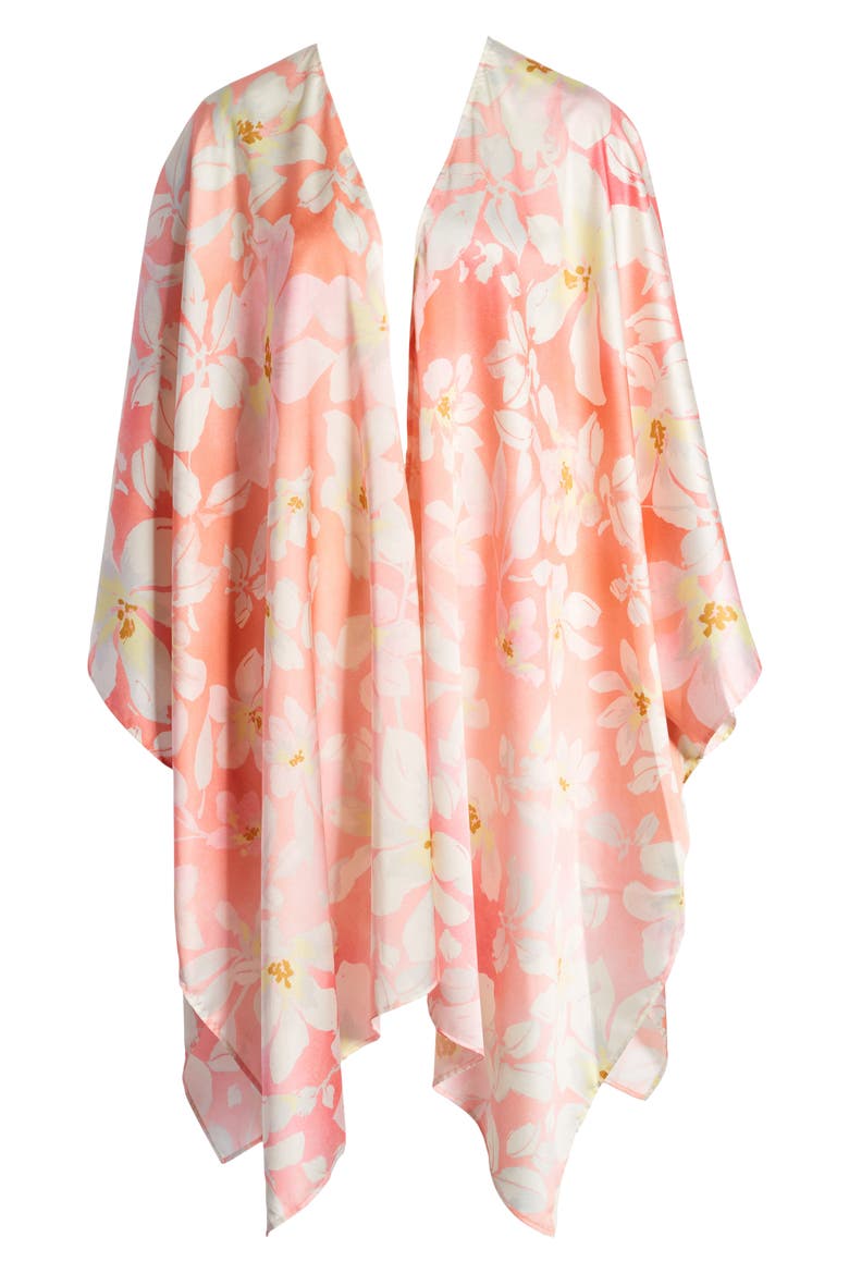 Print Ruana, Alternate, color, CORAL SOLEIL FLORAL PRINT