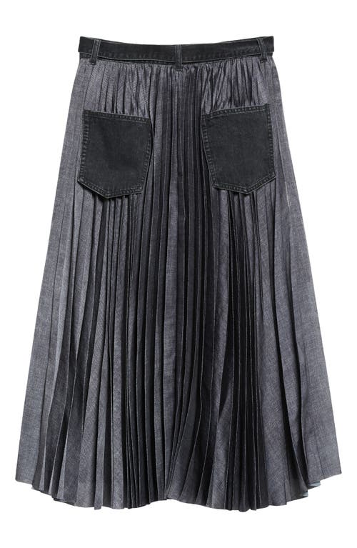 SACAI SACAI PLEATED BACK MIXED MEDIA SKIRT