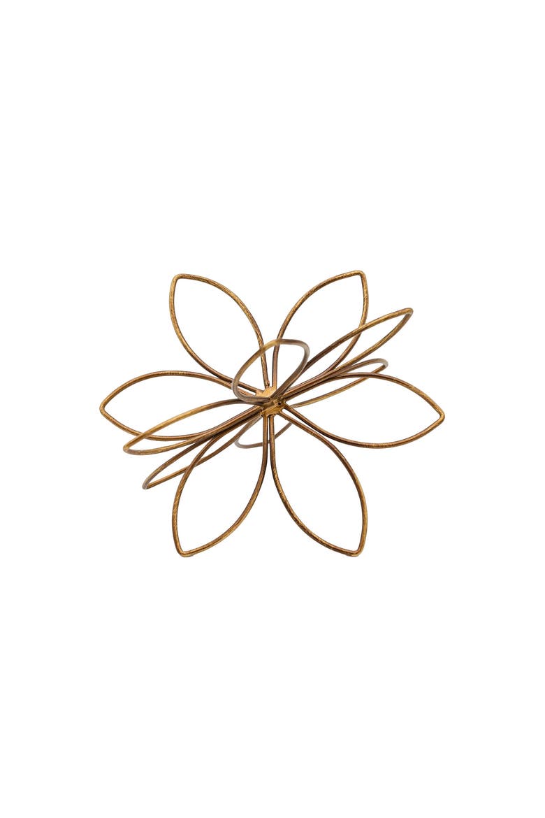 Open Flower Decorative Accent Bronze Metal, Main, color, Brown