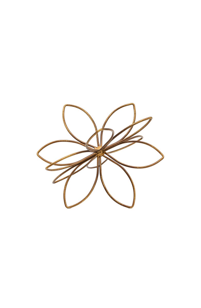 Foreside Home and Garden Open Flower Decorative Accent Bronze Metal, Main, color, Brown