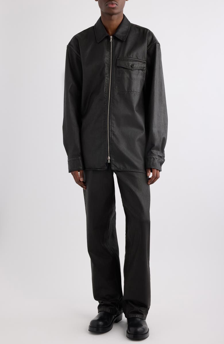 Dries Van Noten Croomson Coated Denim Jacket, Alternate, color, Black