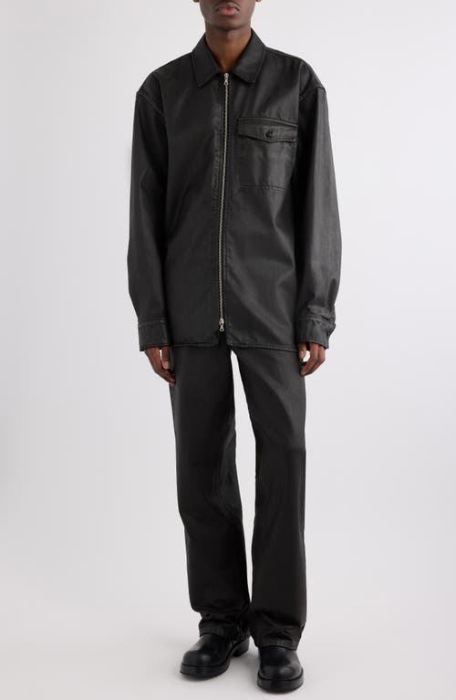 Dries Van Noten Croomson Coated Denim Jacket In Black