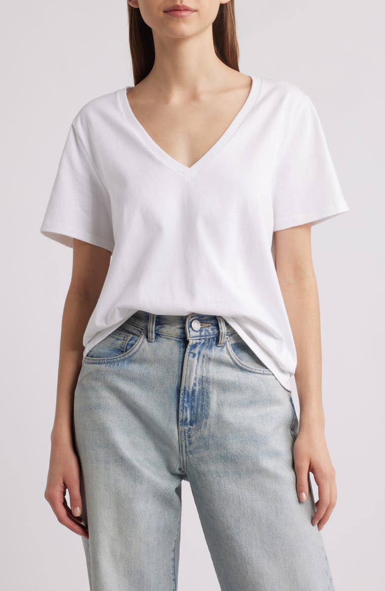 Good American Heritage V-Neck T-Shirt, Main, color, White001