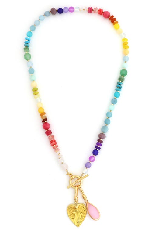 PANACEA PANACEA MULTISTONE BEADED CHARM NECKLACE