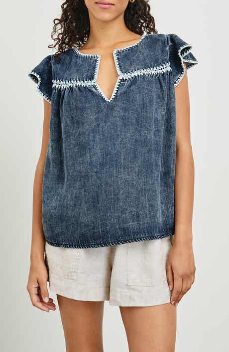 Rails Tafia Embroidered Popover Top