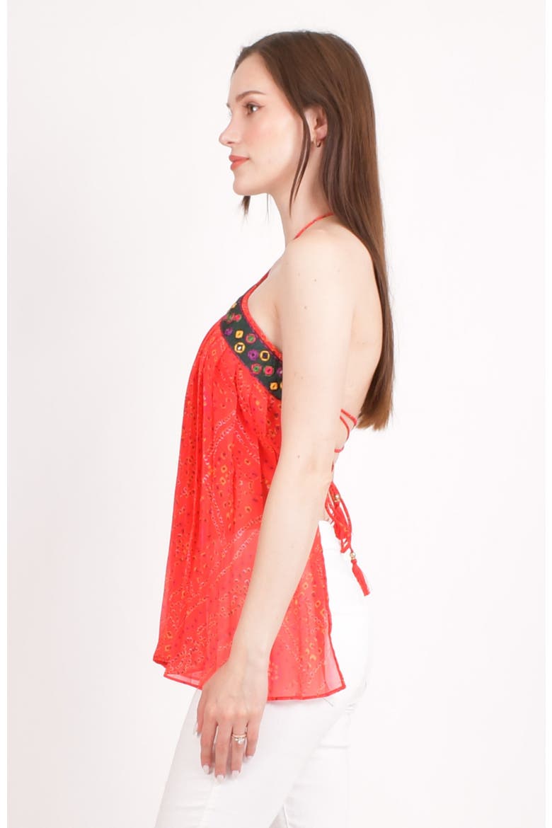 Ava Embroidered Halter Top, Alternate, color, Red