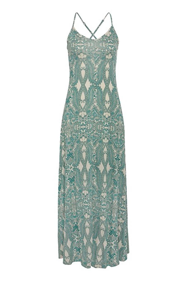Women's Crossed Strap Maxi Dress, Alternate, color, Green Patterned