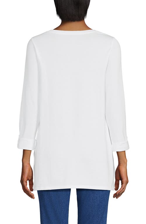Lands' End Supima Cotton Adjustable 3/4 Sleeve Boatneck Tunic In White