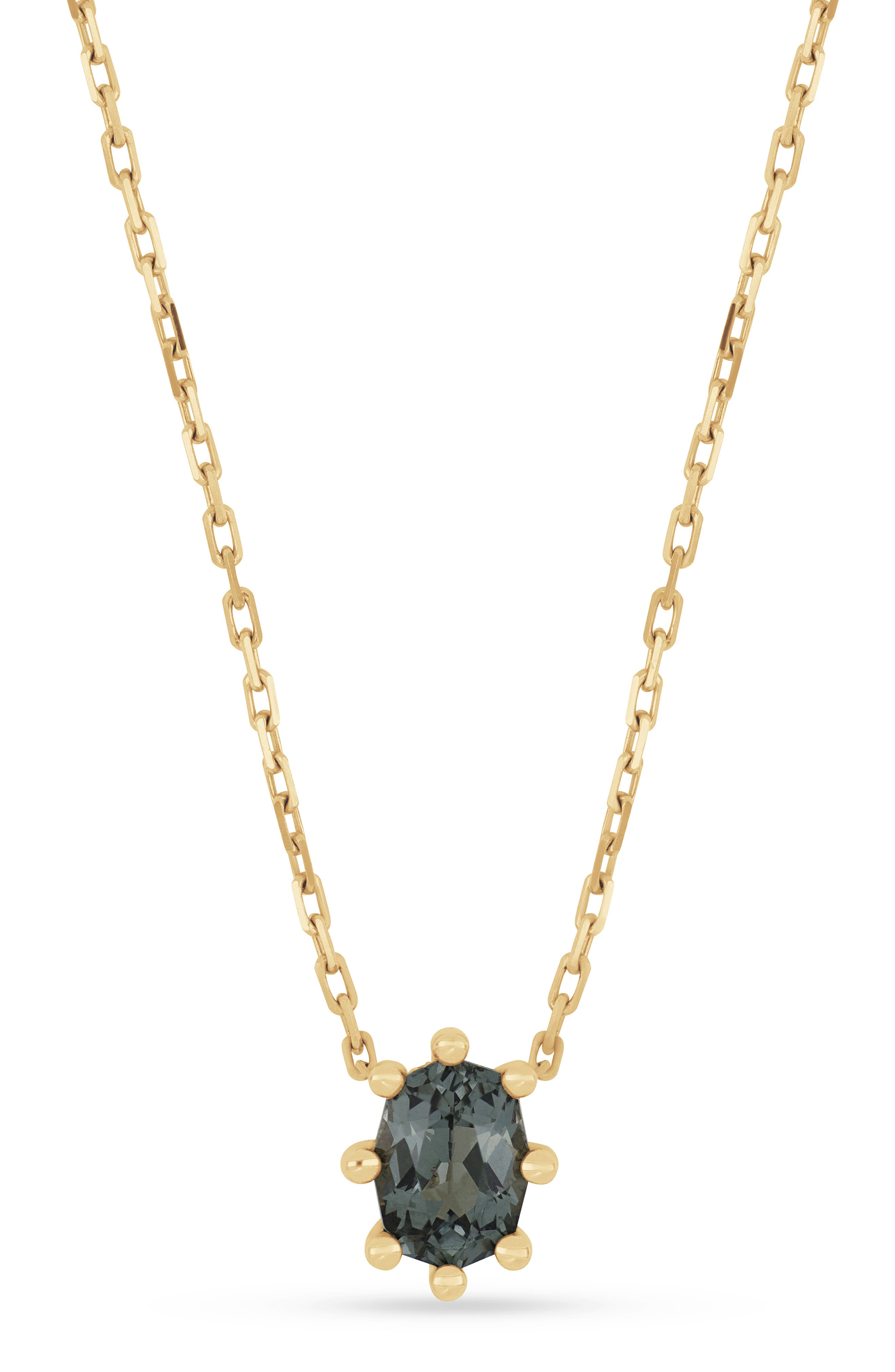 Iris 18k Gold Gray Spinel and Natural Diamond Pendant Necklace