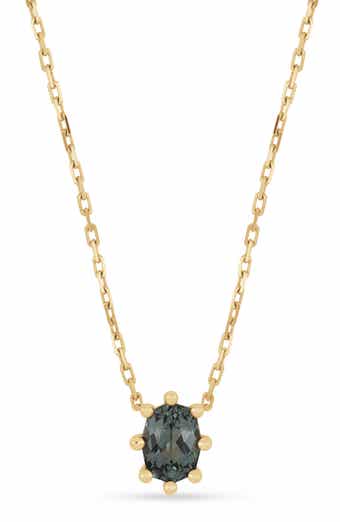 Iris 18k Gold Gray Spinel and Natural Diamond Pendant Necklace