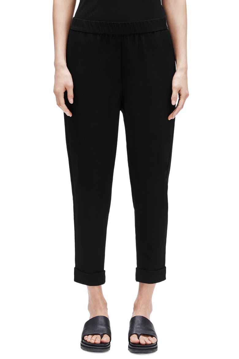 Cuffed Slouchy Ankle Pants, Main, color, BLACK