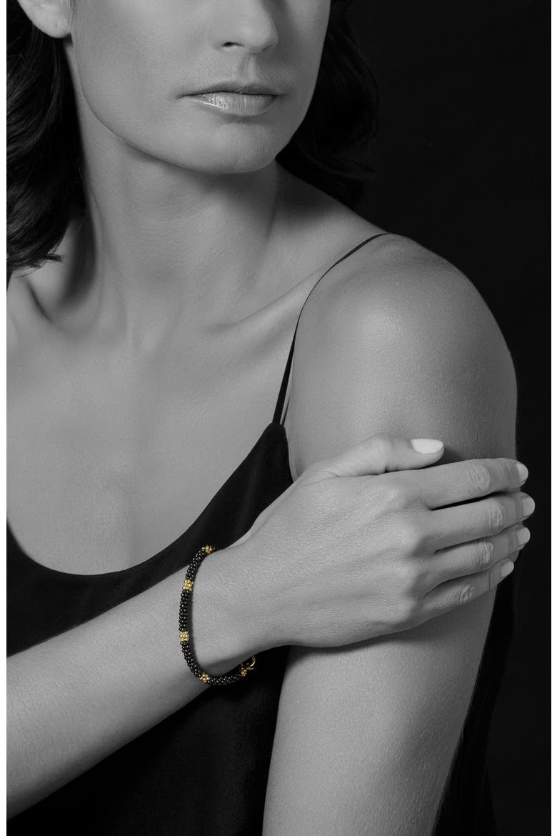 Gold & Black Caviar Beaded Station Bracelet, Alternate, color, GOLD