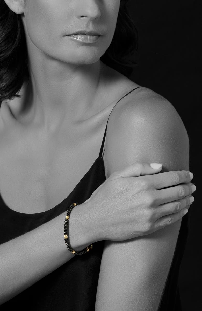 LAGOS Gold & Black Caviar Beaded Station Bracelet, Alternate, color, Gold