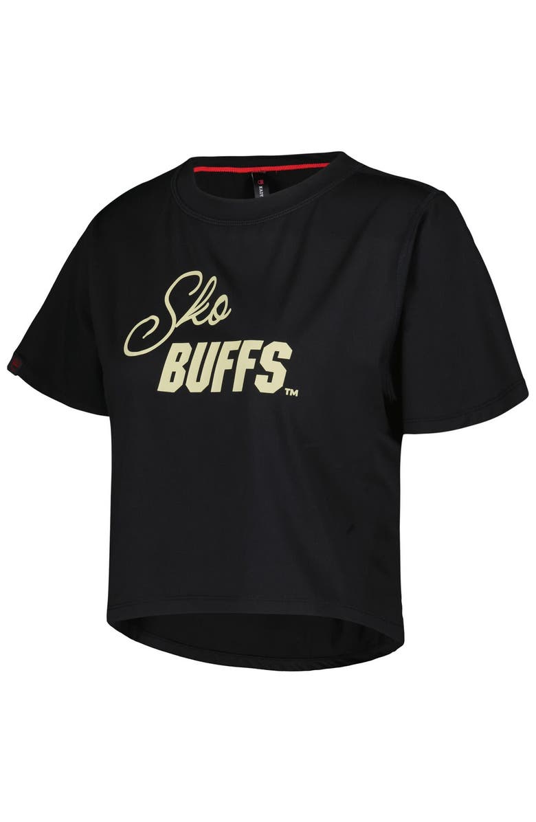 KADYLUXE Women's Black Colorado Buffaloes Milky Silk Cropped T-Shirt, Alternate, color, Black