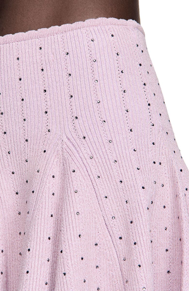 SANDRO Mini rhinestone knit skirt, Alternate, color, Mauve