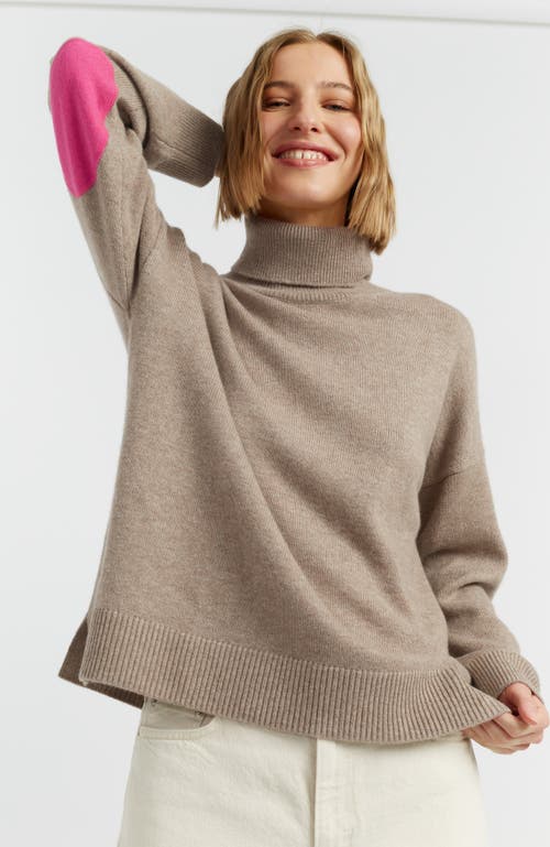 Chinti & Parker Wool Cashmere Elbow Patch Rollneck Sweater In Brown