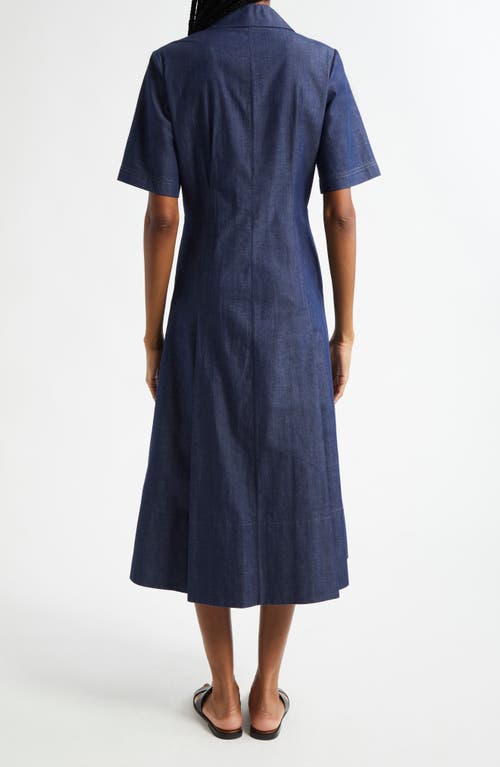 Vince Short-sleeve Denim Shirtdress In Purple