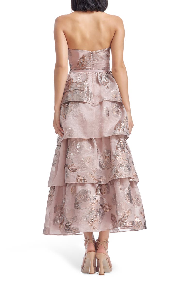 Savannah Metallic Strapless Tiered Gown, Alternate, color, ROSE GOLD MULTI