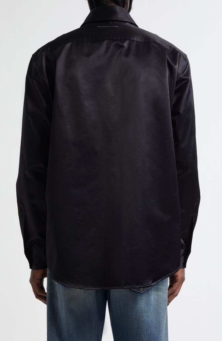 MM6 Maison Margiela Numeric Logo Embroidered Button-Up Shirt, Alternate, color, Black