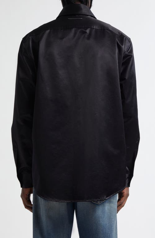 Mm6 Maison Margiela Numeric Logo Embroidered Button-up Shirt In Black