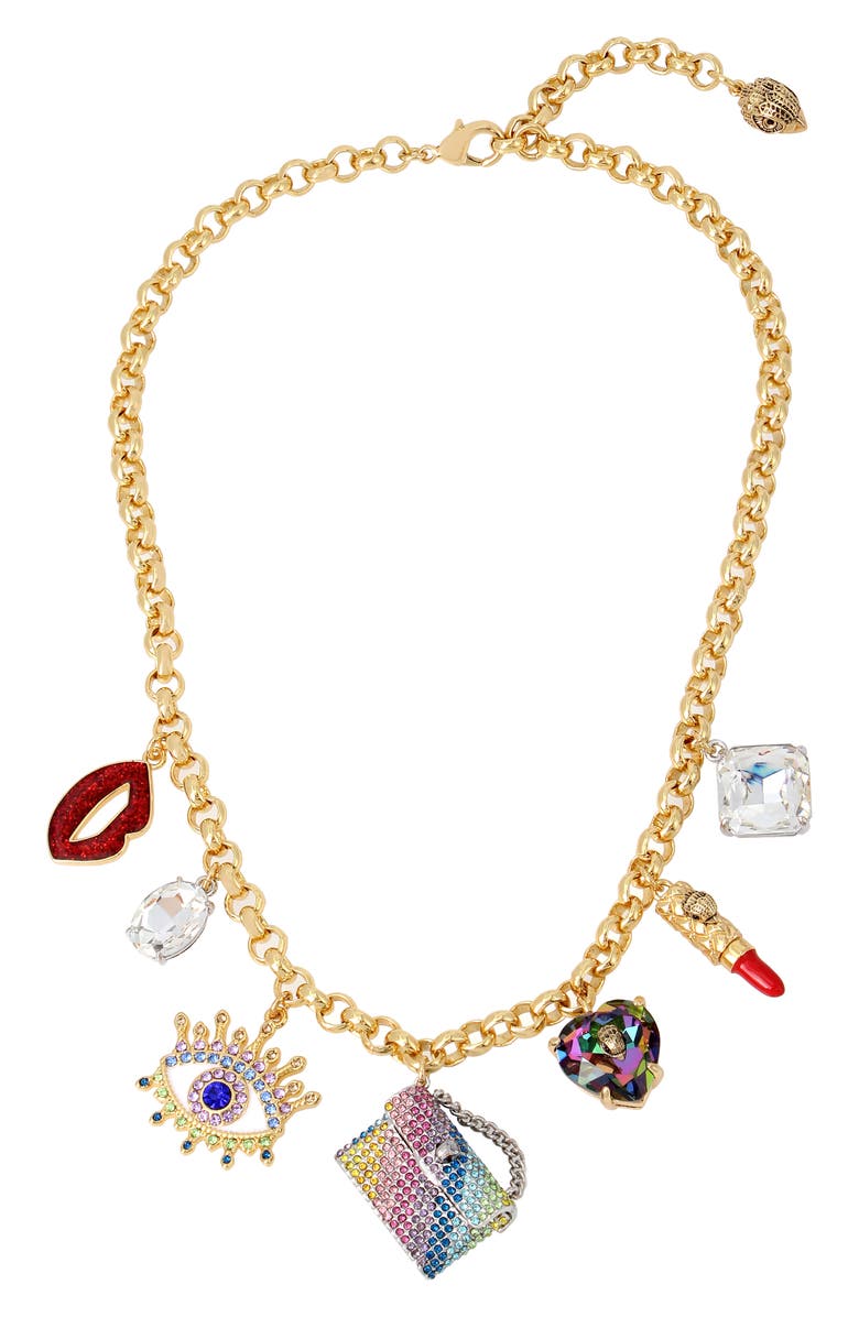Kurt Geiger London Mixed Charm Chunky Chain Necklace, Main, color, 