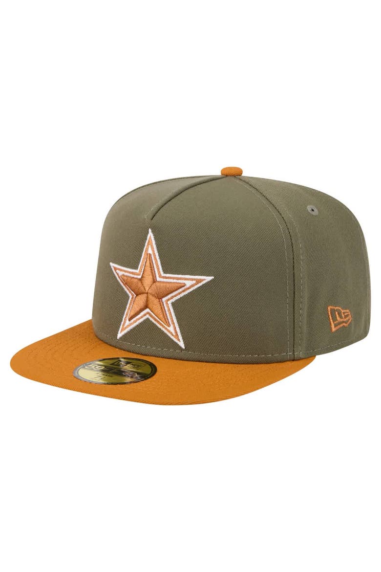 Men's New Era Olive/Brown Dallas Cowboys 2-Tone Color Pack A-Frame 59FIFTY Fitted Hat, Main, color, Olive