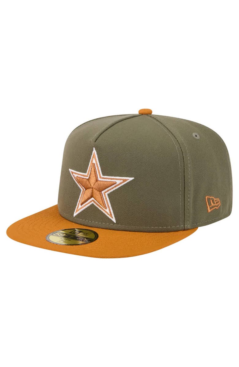 New Era Men's New Era Olive/Brown Dallas Cowboys 2-Tone Color Pack A-Frame 59FIFTY Fitted Hat, Main, color, Olive