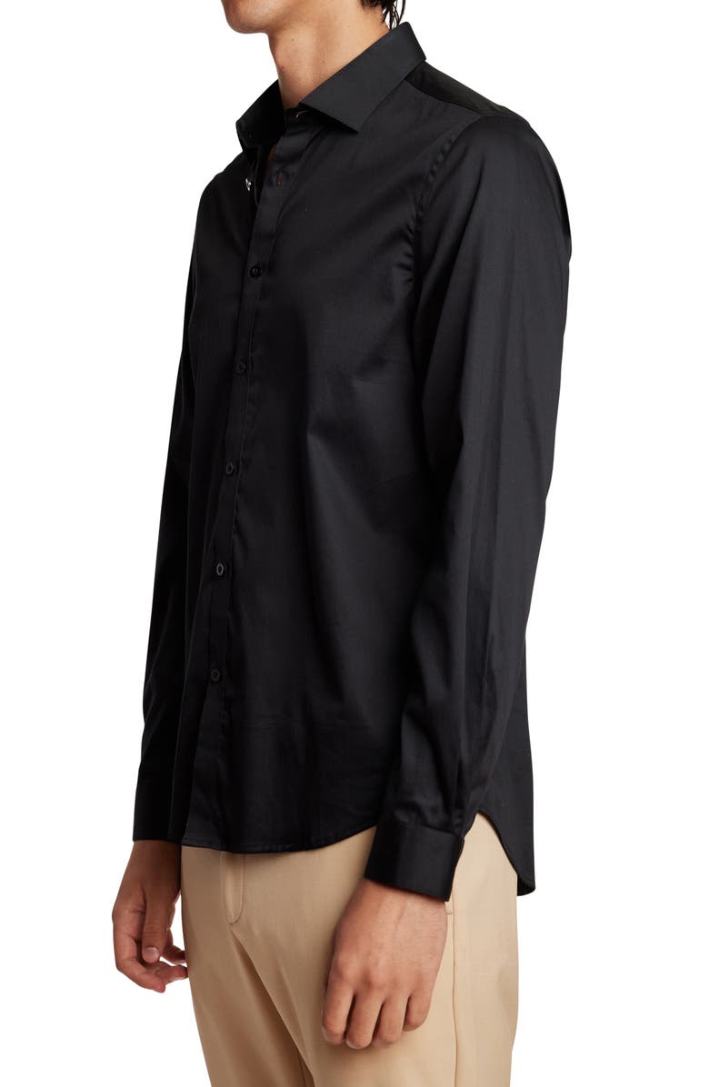 PAISLEY & GRAY Samuel Stretch Cotton Button-Up Shirt, Alternate, color, Coal Black