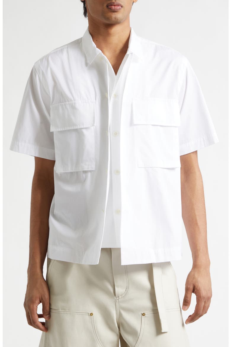 Poplin Camp Shirt, Main, color, OFF WHITE