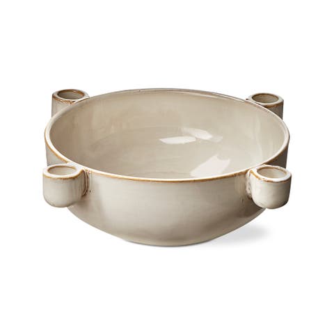 Ceramic White Candleholder Bowl for Taper Candles Summer Decor