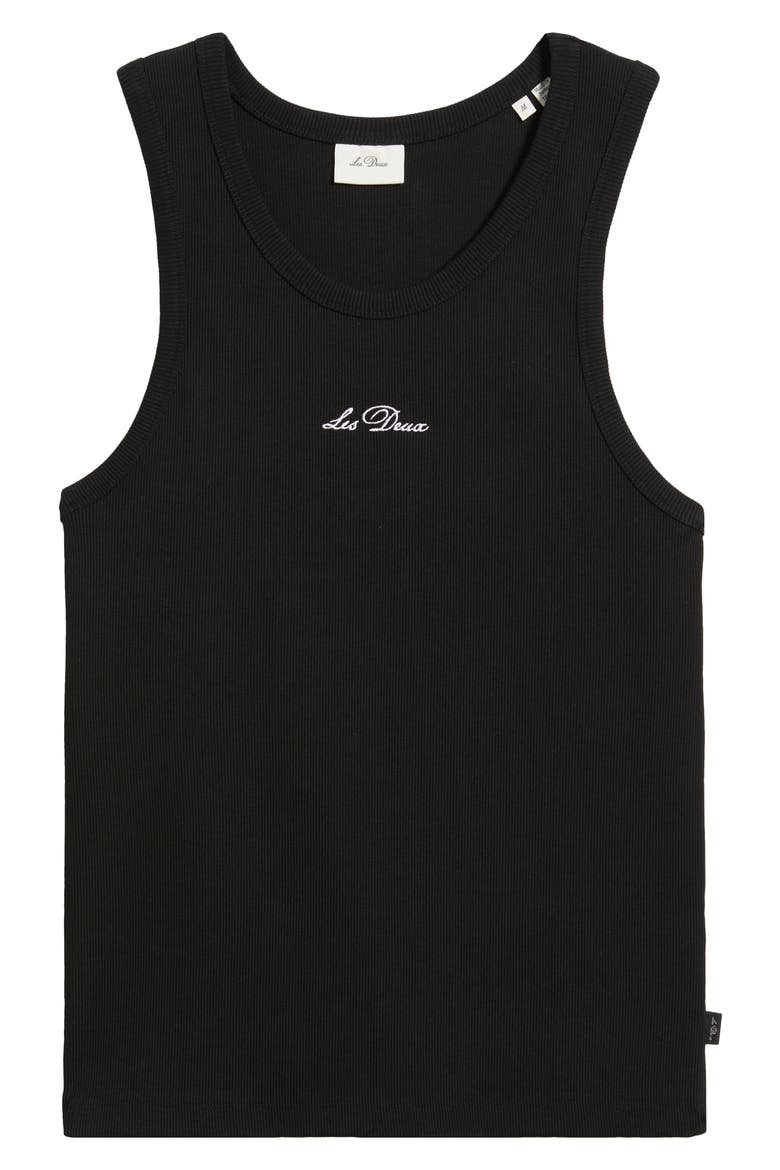 Arthur Logo Embroidered Rib Tank, Alternate, color, BLACK