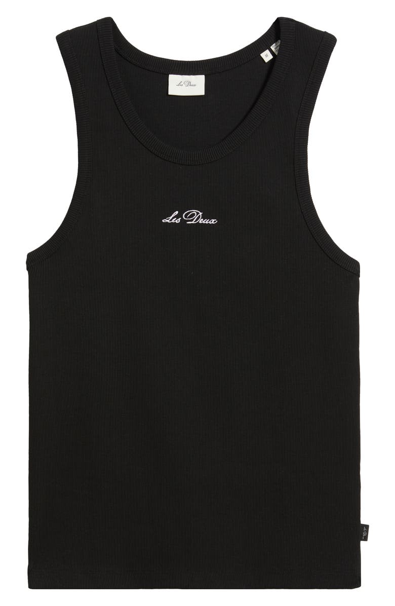 Les Deux Arthur Logo Embroidered Rib Tank, Alternate, color, Black