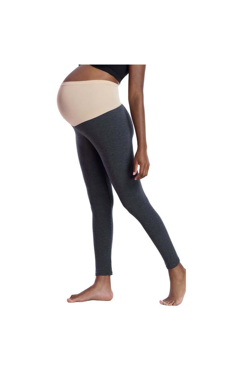 MOTHERHOOD MATERNITY Essential Stretch Secret Fit Over the Belly Maternity Leggings, Alternate, color, Heather Grey