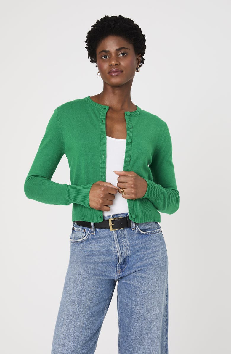 French Connection Cozysoft Crop Cardigan, Alternate, color, Green Summer